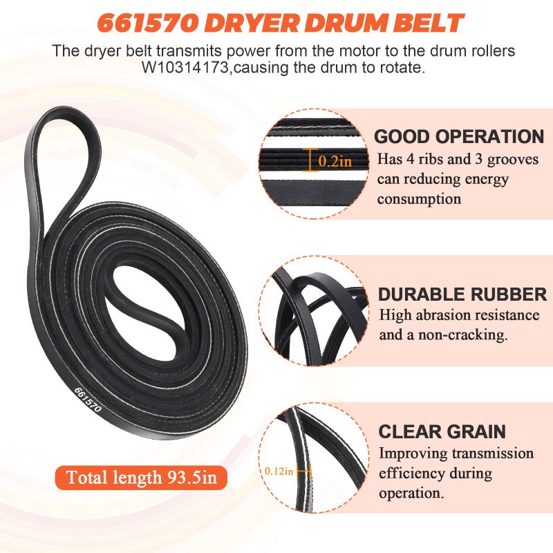 Beaquicy ã€ðŸ®ðŸ¬ðŸ®ðŸ² ð—¨ð—½ð—´ð—¿ð—®ð—±ð—²ð—±ã€‘4392067 Dryer Repair Maintenance Kit - Exact fit maytag,Kenmore and Whirlpool dryer repair kit replacement, Includes WPW10314173 Drum Roller & 661570V & 279640 Idler Pulley - Image 3